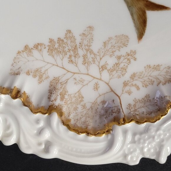 Antique Tressemanes & Vogt Limoges France Hand Painted Fish Plate - Picture 3 of 9